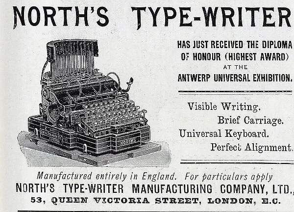 Advertisement for North's Typewriter, with illustration