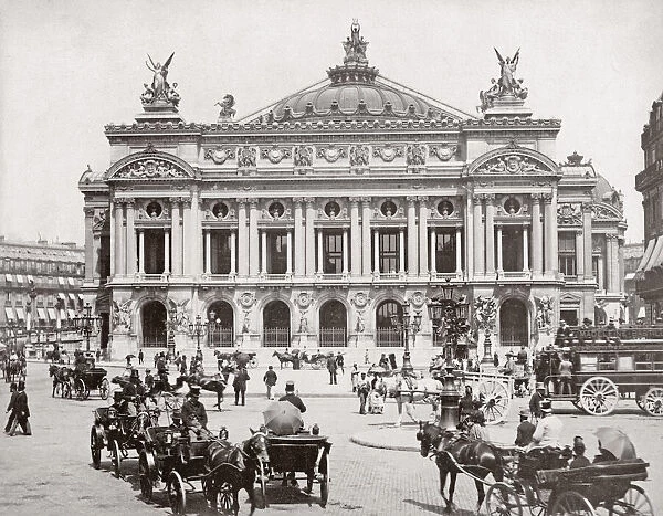 c. 1890s France Paris - Operas Garnier and horse traffic