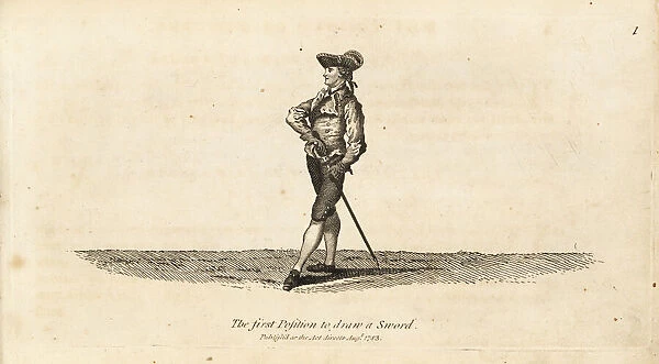 Gentleman fencer in first position to draw a sword