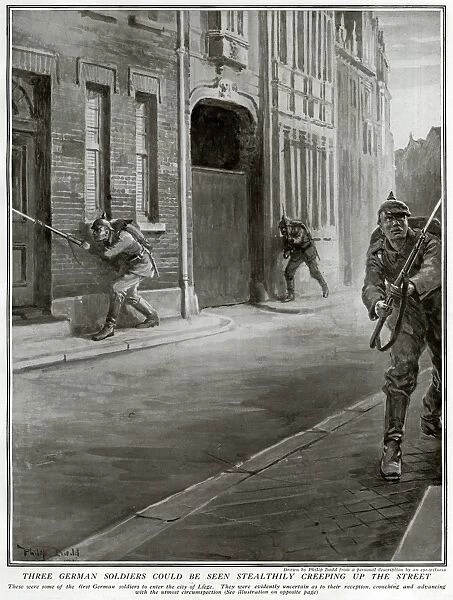 German soldiers entering Li觥, Belgium, 1914