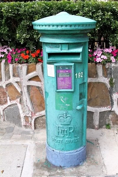 Hong Kong. Green Post Box in Hong Kong, China