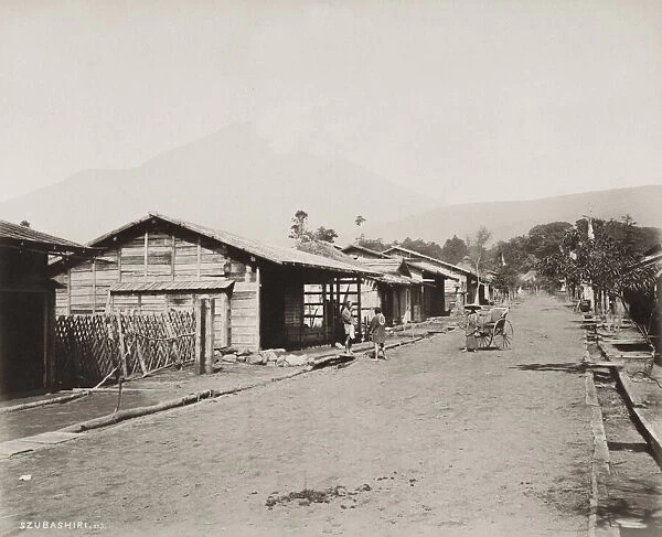 Vintage 19th century photograph: village of Szubashiri, Subashiri, Japan, c