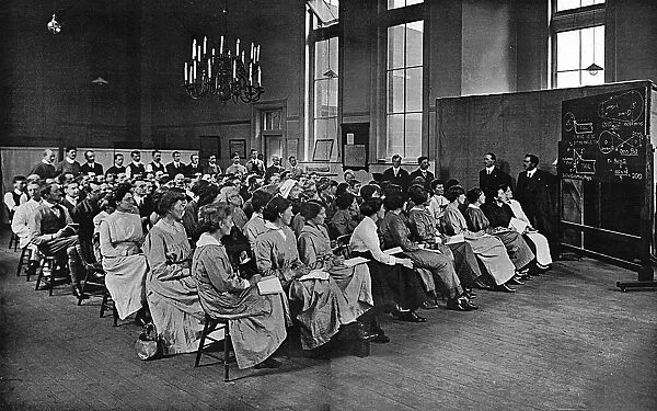 Women being trained at an L. C. C. technical college, WW1