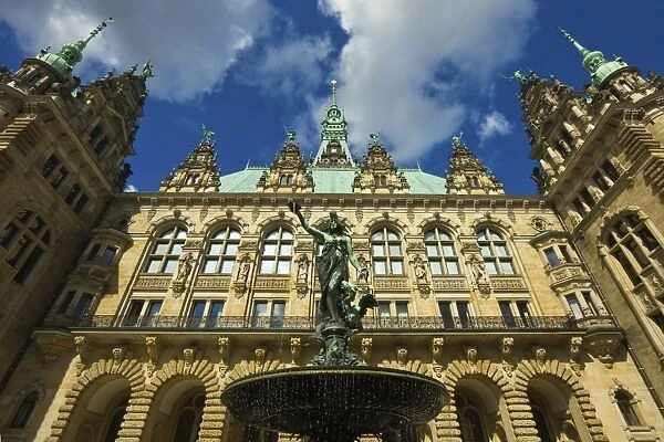 Ornate neo-renaissance architecture of the Hamburg Rathaus (City Hall), opened 1886, Hamburg, Germany, Europe