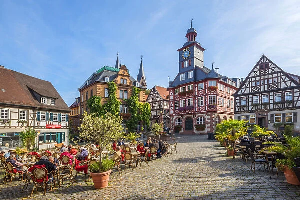 Historical market place and city hall, Heppenheim, Hessische Bergstrasse, Odenwald, Hesse