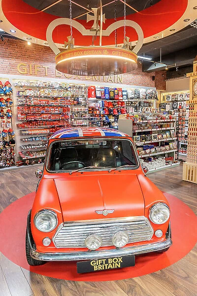 A mini car in a souvenir shop, London, England, UK