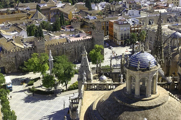 20038790. SPAIN Andalucia Seville Seville skyline seen over blue striped roof dome