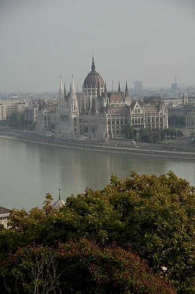 Hungary, Budapest. Neo-Gothic Parliament building (aka Orszaghaz), largest building in Hungary