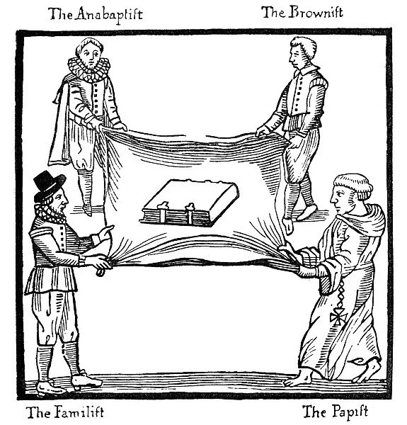 CHURCH OF ENGLAND, 1641. Four Englishmen, each representing a party in opposition