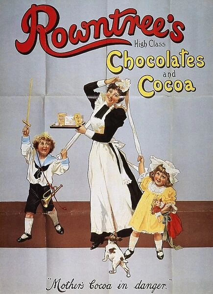 COCOA: CHOCOLATE AD. Mothers Cocoa in Danger. English advertisement, 1900, for Rowntrees High Class Chocolates and Cocoa
