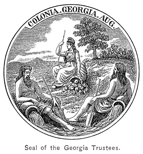 GEORGIA: COLONIAL SEAL. Seal of the colony of Georgia, c1750. Contemporary American wood engraving