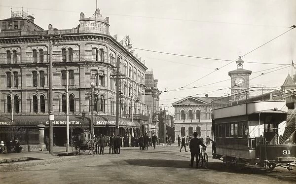 NEW ZEALAND, c1920. A view of Cathedral Square in Christchurch, New Zealand. Photograph
