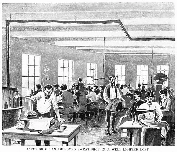 SWEATSHOP, c1900. Interior of an Improved Sweat-shop in a Well-Lighted Loft. Drawing