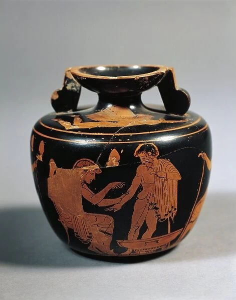 Red-figure aryballos with depictions of blood-letting
