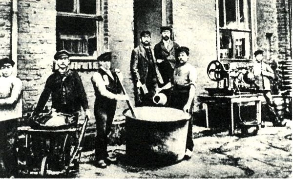 Scene of the laboratory of the factory, 1878