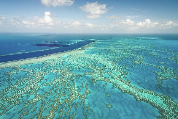 Aerial view of the river and Great Barrier Reef, Australia