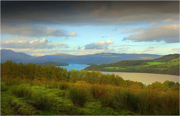 An elevated view to Loch Lomond in the Trossachs, Scotland