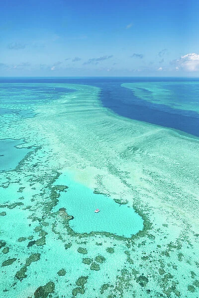 Natural Textures of Great Barrier Reef from the porthole of the scenic flight, Queensland, Australia