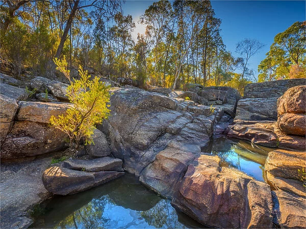 Spring Creek canyon and Woolshed falls, in the Mount Pilot Chiltern National Park, Beechworth area, north central Victoria, Australia