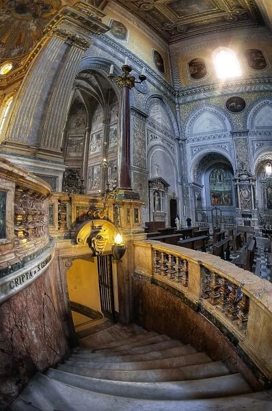 Stairs To The Royal Chapel of the Treasure of San Gennaro In Naples Cathedral, Italy