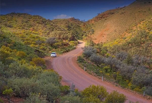 A view of the remote and rugged countryside near Blinman on the Parachilna Gorge road in the Spring. Southern Flinders Ranges, south Australia