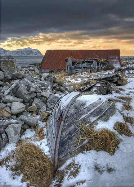 A winter scene, Lofoten peninsular, Arctic circle, Norway