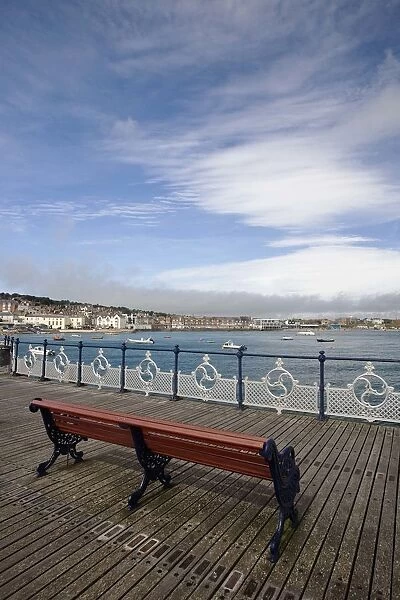 bench, boats, clouds, day, dock, dorset, empty, england, europe, nobody, ocean, outdoor