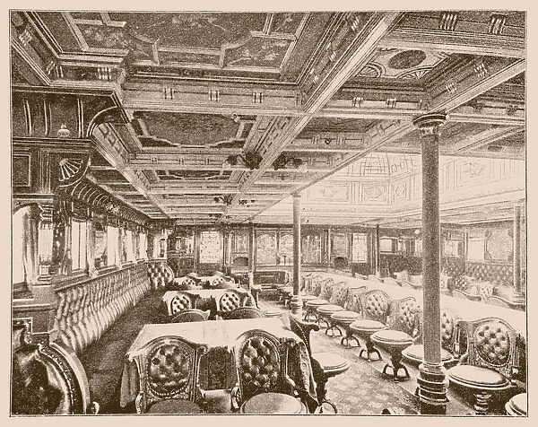 Part of the dining room of the imperial steamer SMS Prinzregent Luitpold. It was the fifth and final vessel of the Kaiser class of battleships of the Imperial German Navy