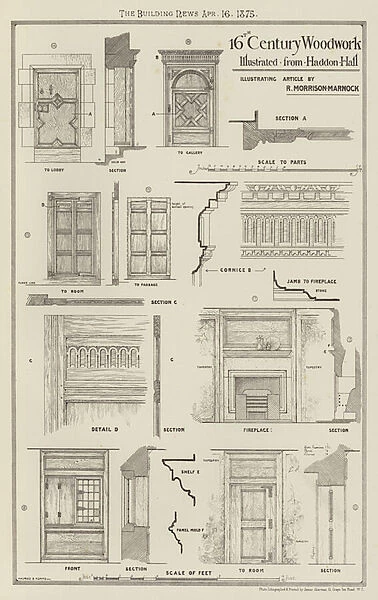 16th Century Woodwork, illustrated from Haddon Hall (engraving)