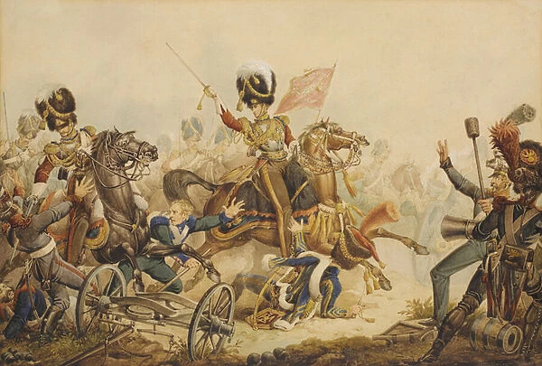 1st Life Guards charging French Artillery at the Battle of Waterloo in 1815