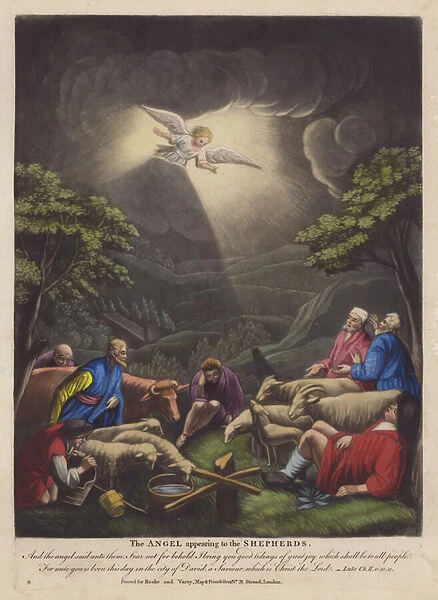 The Angel appearing to the Shepherds (colour litho)