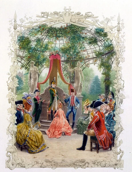 Aristocratic ceremony in a garden (the castle of Versailles