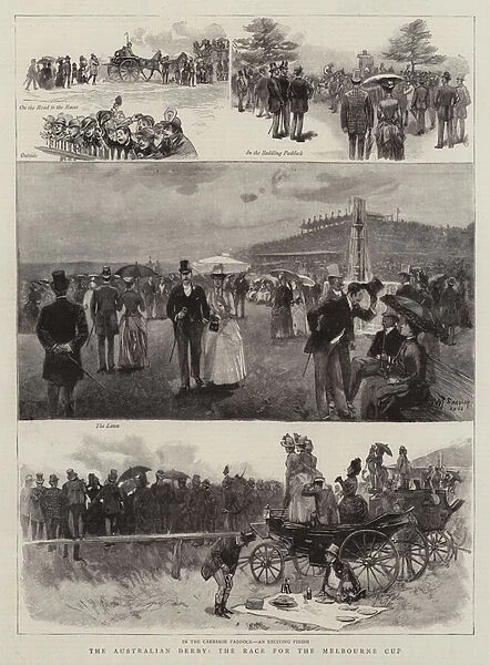 The Australian Derby, the Race for the Melbourne Cup (engraving)