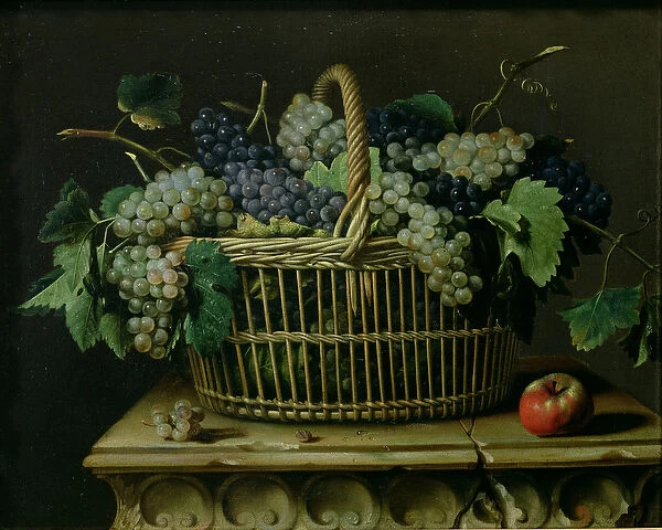 A Basket of Grapes (oil on canvas)