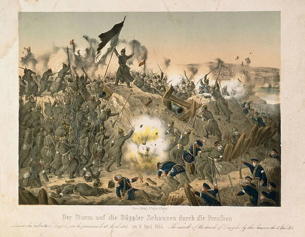 The Battle of Dybboel in the Second Schleswig War, on 18 April 1864
