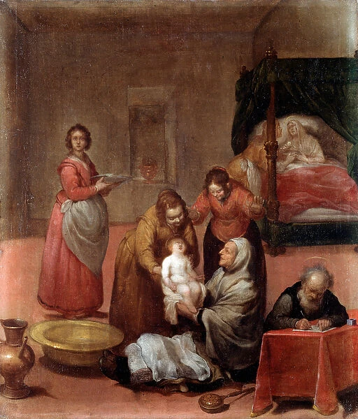 The Birth of John the Baptist Painting by Luciano Borzone (1590-1645