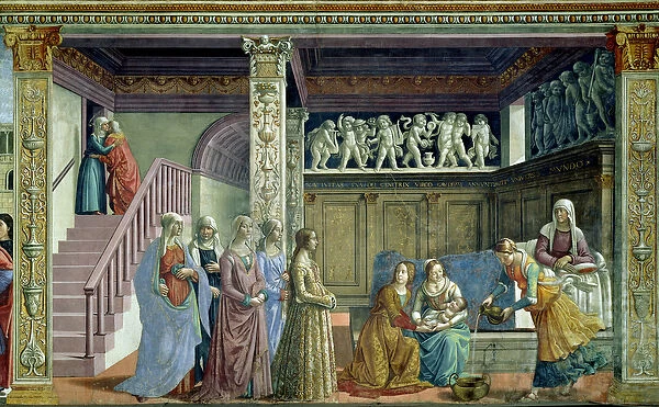 The Birth of the Virgin, 1486-90 (fresco) (for detail see 124357)