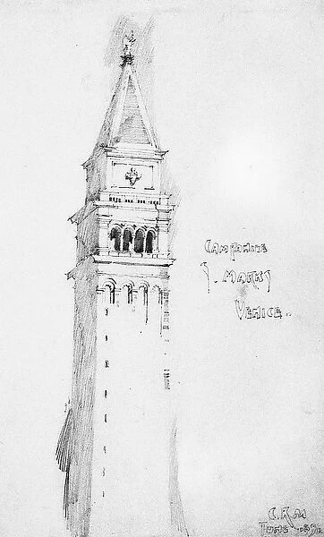 Campanile, S. Marks, Venice, 1891 (pencil on paper)