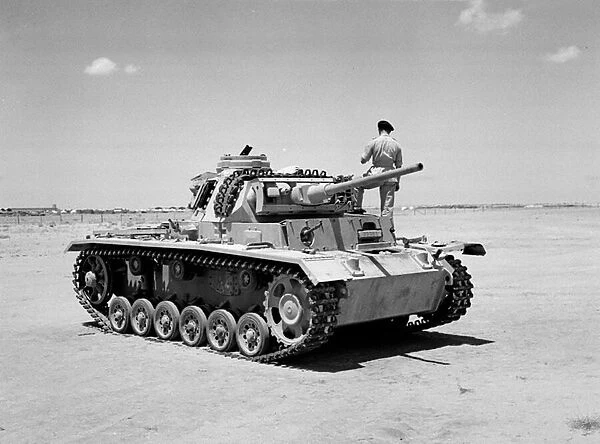 A captured German Panzer Mk III tank, North Africa, 1942 circa (b  /  w photo)