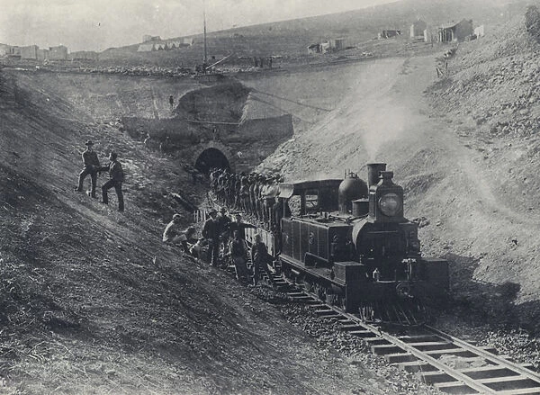 Charlestown Tunnel and Natal Government Railway Engine (b  /  w photo)