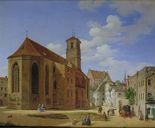 The Church Square in Wasserburg am Inn, 1838 (oil on canvas)