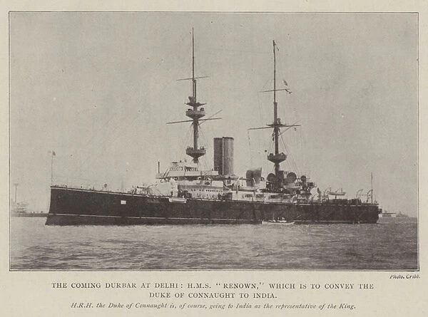 The Coming Durbar at Delhi, HMS 'Renown, 'which is to convey the Duke of Connaught to India (b  /  w photo)