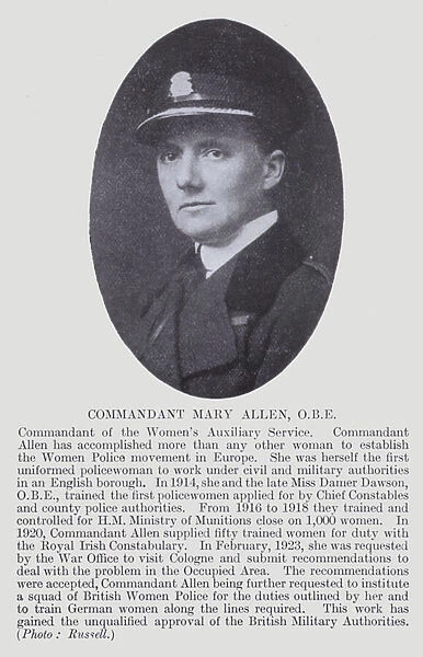 Commandant Mary Allen, OBE (b  /  w photo)