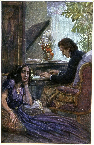 The composer Chopin and the novelist George Sand, 1917 (postcard)