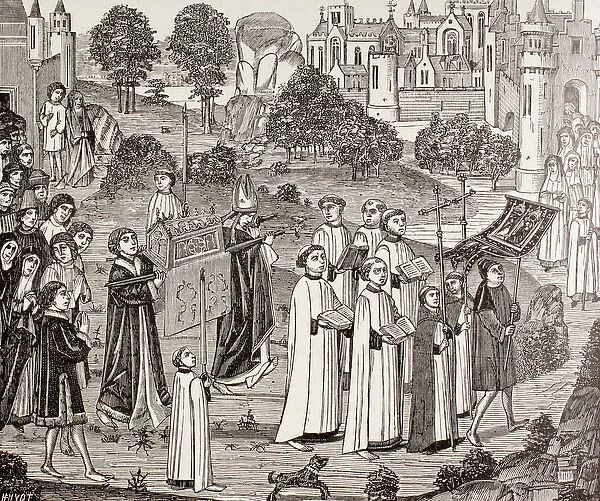 Count Renier bearing the body of Saint Veronica to St. Waudru church in Mons, from Military