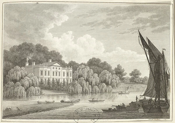 Country House with Lake and Boats (print)