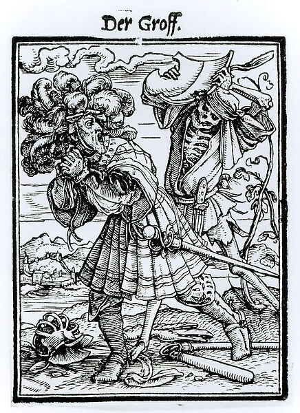 Death and the Count, from The Dance of Death, engraved by Hans Lutzelburger, c