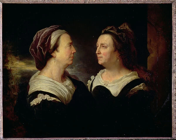 Double Portrait of Marie Serre, the artists mother, 1695 (oil on canvas)