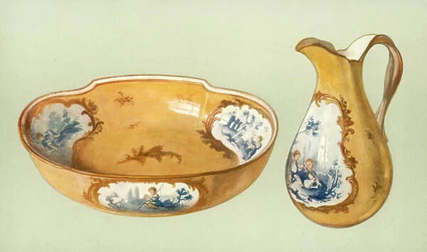 Ewer and Basin, Sevres, yellow ground (colour litho)