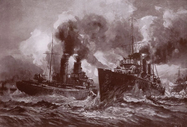 A fight with a destroyer (litho)